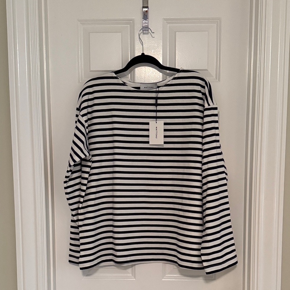 Matteau Black and White Striped Long Sleeve Tee